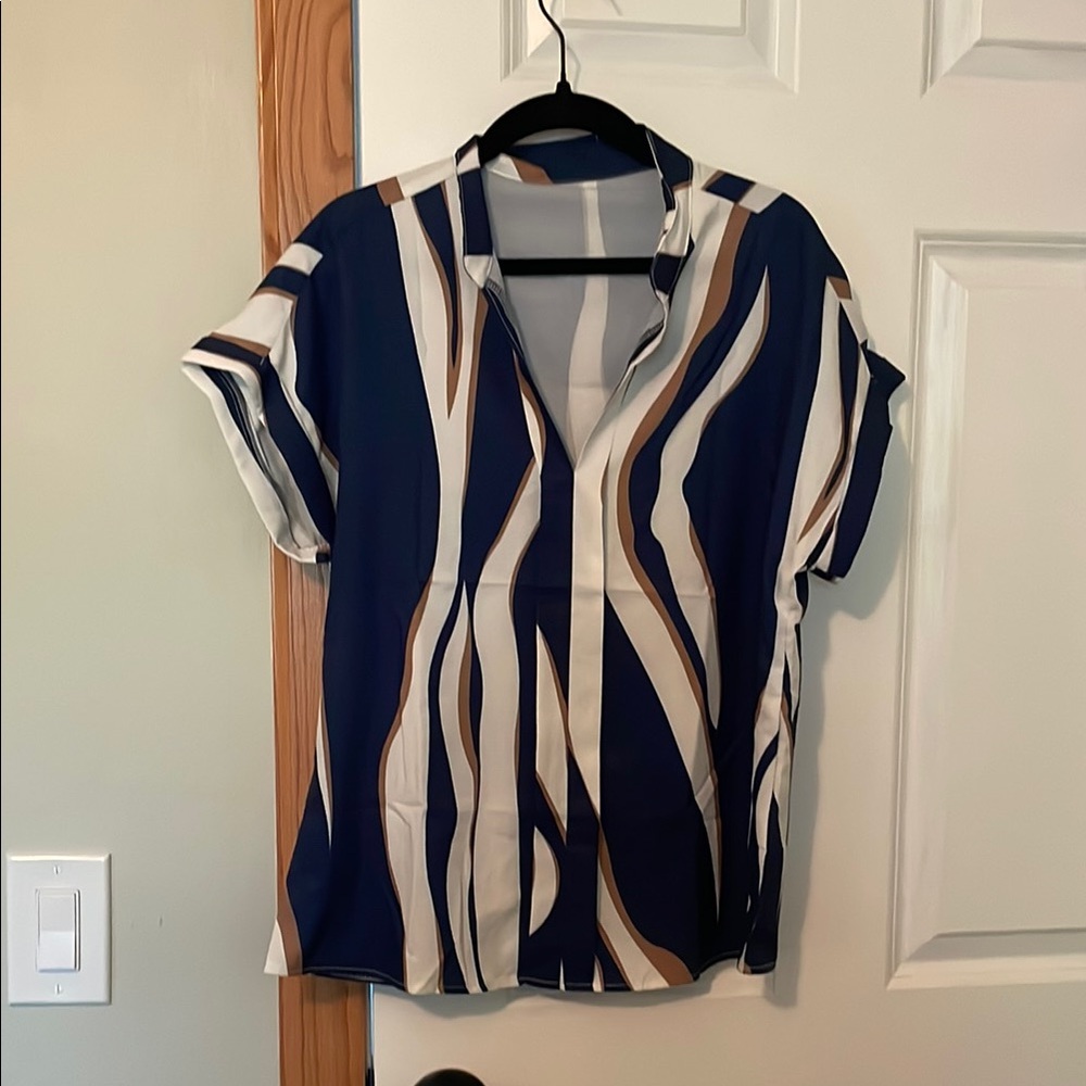 Stylish Blue and White Striped Blouse